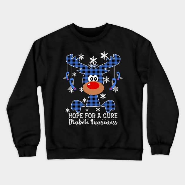 Reindeer Hope For A Cure Diabete Awareness Christmas Crewneck Sweatshirt by HomerNewbergereq